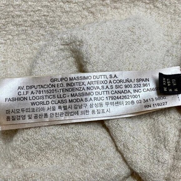 Massimo Dutti Open Front Cardigan Women's Medium Cream Beige Sweater Belted GUC - Picture 10 of 14